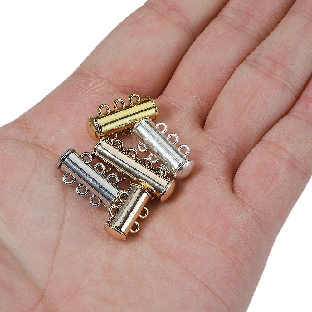 Cierres magnéticos para fabricación de joyas, 2/3/4/5 filas de Metal, cierre deslizante para pulsera y collar, accesorios de bricolaje, venta al por mayor, 2 uds.