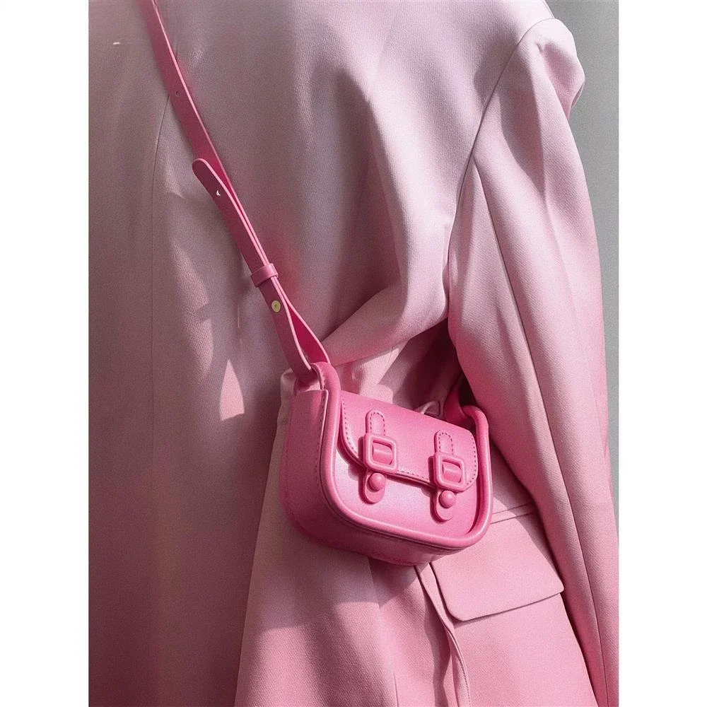 Bags for Women Minortity Designer Pink Solid Color Sweet Hot Crossbody Earphone Lipstick Bags Portable Magnetic Snap PU Square