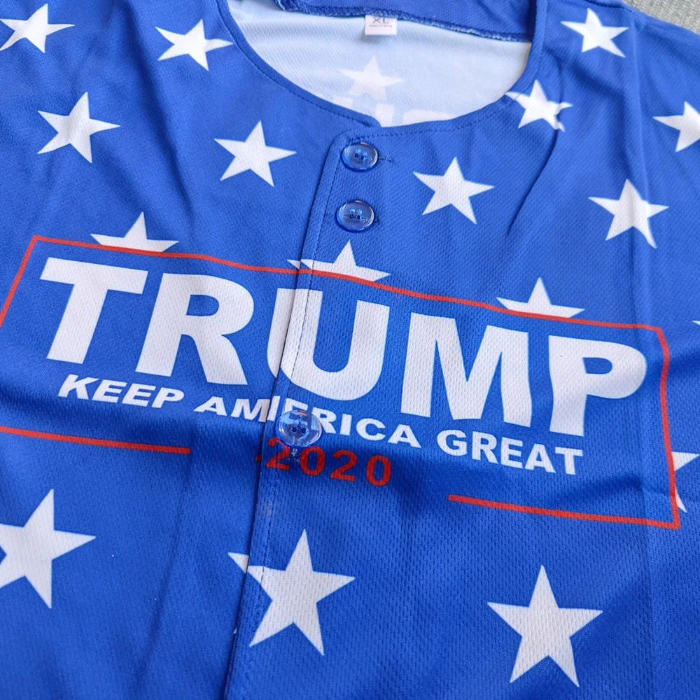 Trillest Donald Trump 45th USA President Printed Blue Baseball Jersey Commemorative Edition