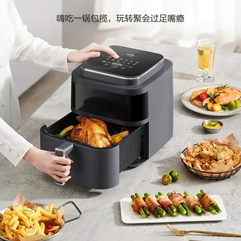 Far infrared air fryer. Visual. Non-flip. Multifunctional. Smart. Stylish & practical. Even cooking. Advanced features 2