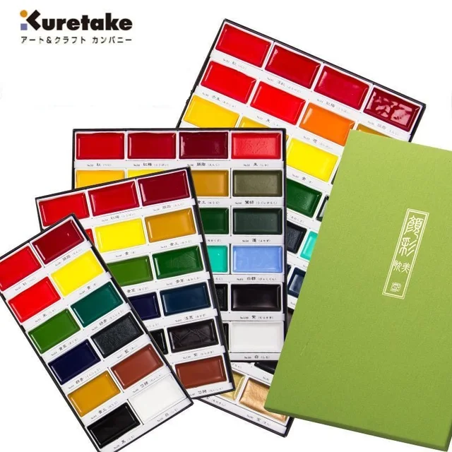 Japan Kuretake GANSAI TAMB Watercolor Paint Set 12/24/36/48 Color Professional for Artists Painting Watercolor Brush Drawing 1