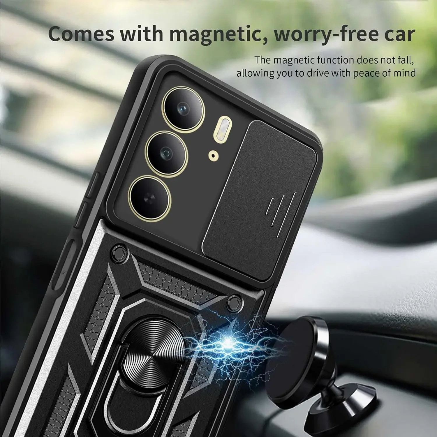 Enhanced Armor Case with Lens Protection and Magnetic Ring Holder - Durable Phone Cover Shell