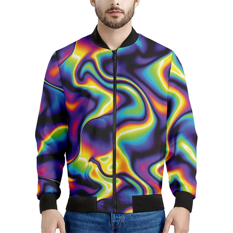 thumbnail image 1 of Chaqueta con cremallera psicodélica abstracta para hombre, sudadera de gran tamaño con estampado 3D, chaquetas bomber de manga larga para primavera y otoño para mujer, 1 of 5