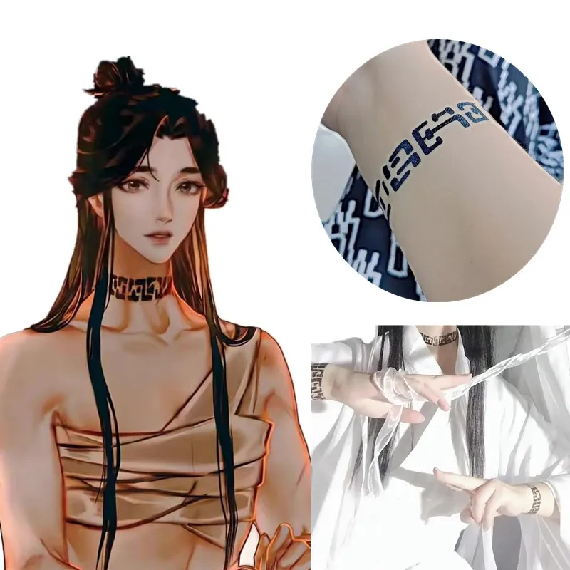 Autocollant de tatouage de personnage de Cosplay, dessin animé Tian Guan Ci Fu Hua Cheng Xie Lian, imperméable, temporaire, accessoires unisexes pour adultes