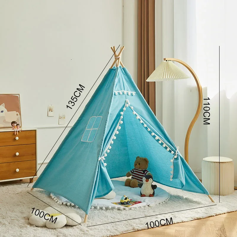 1.3M Indian Kids Tent Wigwam Tipi for Children Folding Indoor Outdoor Camping Castle Home Baby Play House Tents Photo Props Gift 3