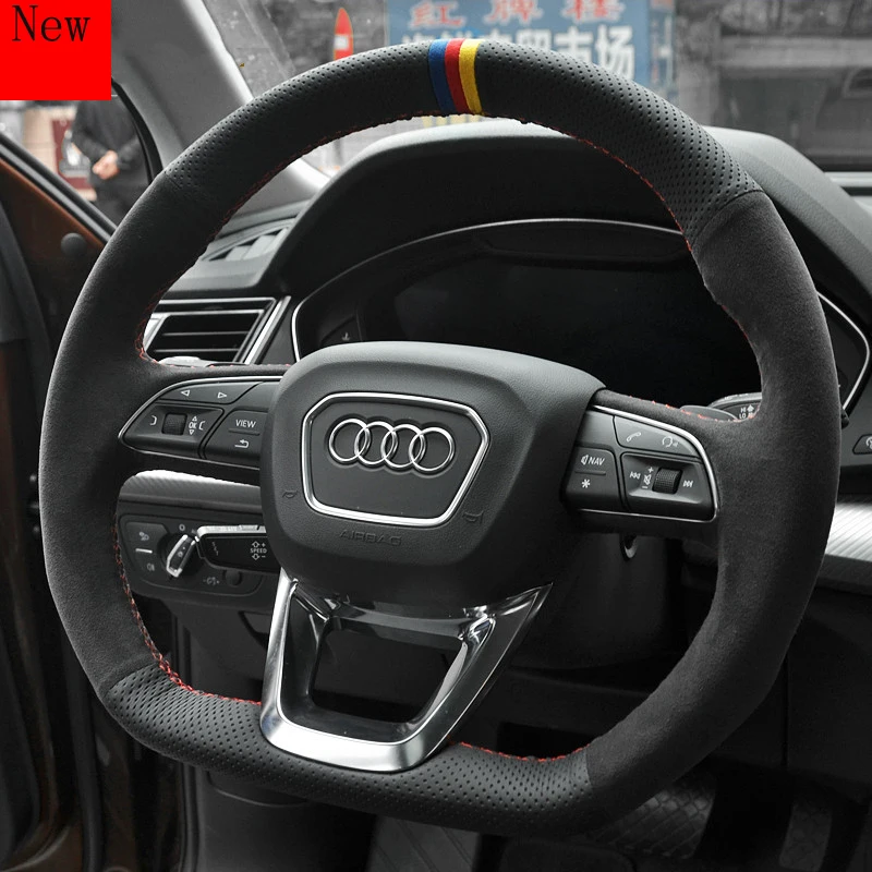 

Customized Leather Hand-stitched Car Steering Wheel Cover for Audi A4l A6l A3 A5 Q5l Q3 Q7 A8 TT Q2l Car Accessories