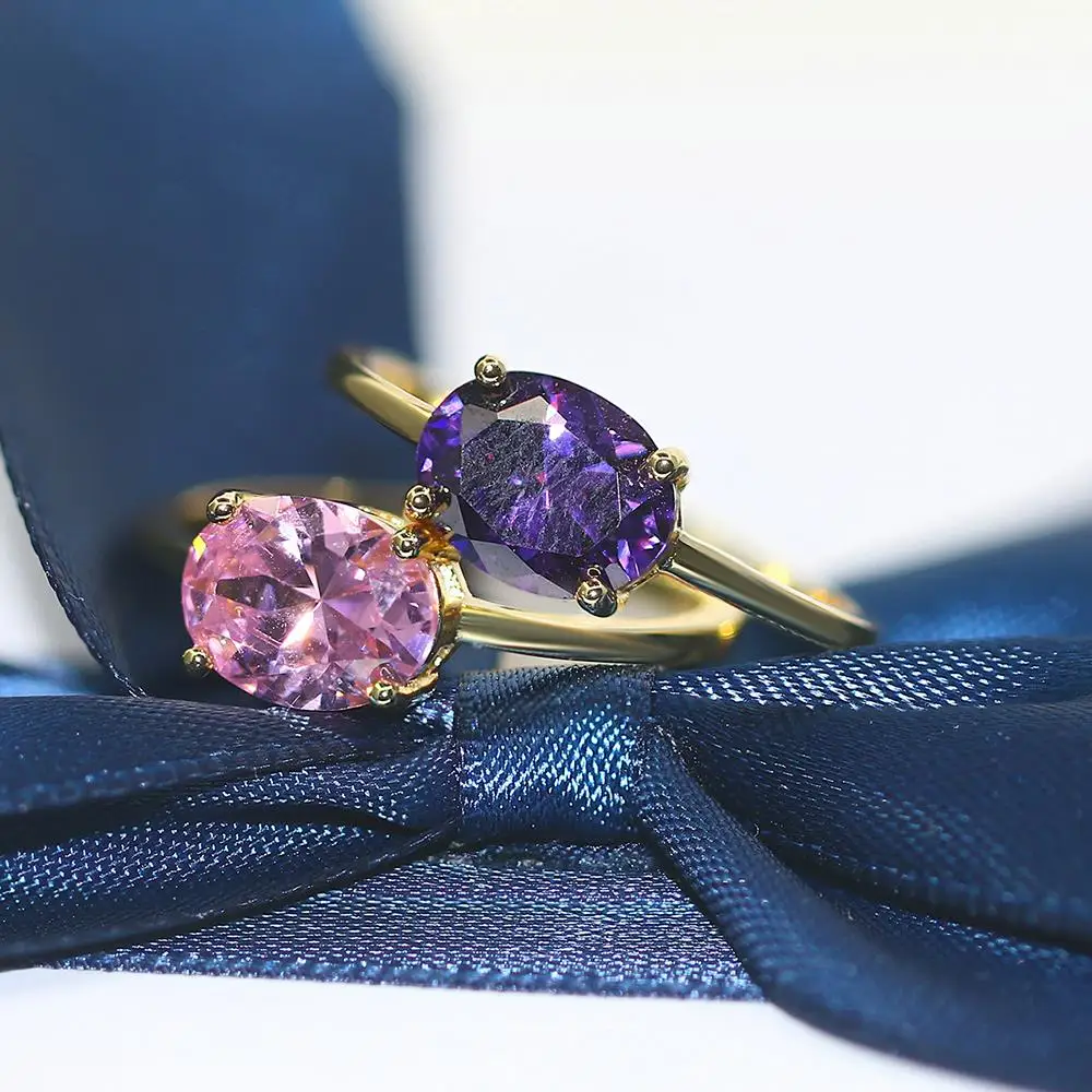Wedding Rings For Women Simple Multicolor Oval Zircon jewelry rings finger rings R865
