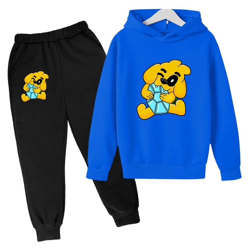 Kids Mike Dog Print Spring Autumn Cute Pullover Hoodie+Pants 2pcs Tracksuits 2-13 Years Boys Girls Casual Outfits Children Sets 3