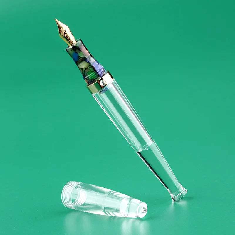 MAJOHN Finishing Craftsman S5 Yusheng Transparent Resin Gift Box Pen Adult Students Writing Practice Ink Pen Two Nibs for Free