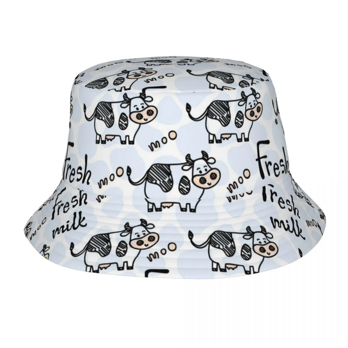 

Kawaii Cow Pattern Doodle Bucket Hat for Men Women Summer Travel Animal Floppy Hat Hip Hop for Vacation Fishing Fisherman Hat