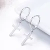Cute 925 Sterling Silver Small Circle Loop Cross Charm Hoop Earrings For Women Girls Jewelry Pendiente Aros Oorbellen Orecchini 4