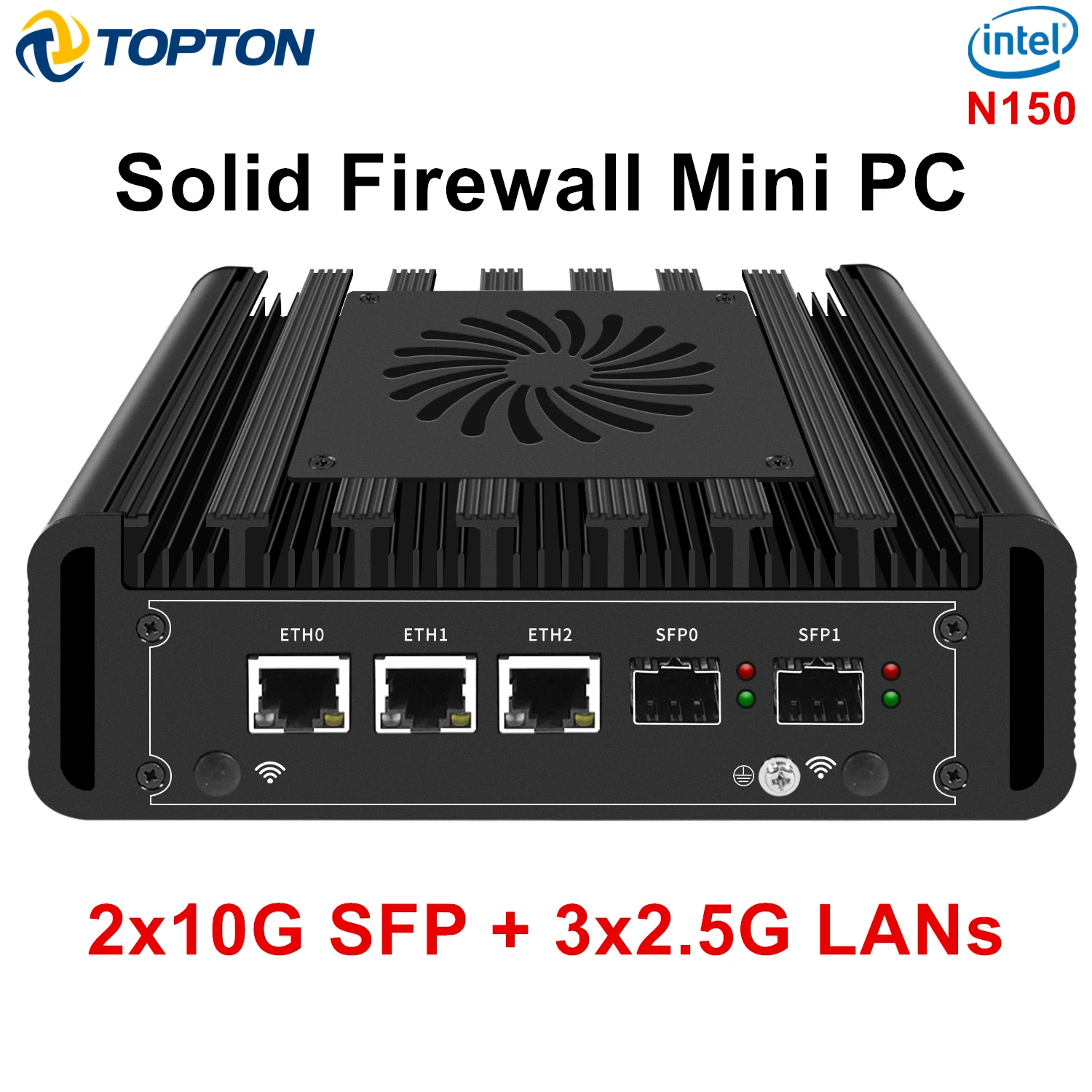 2x10G SFP+ ソリッドファイアウォールミニPC 3x2.5G i226-V LANポート