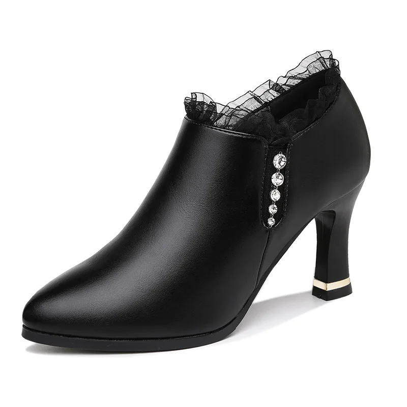 

Женские туфли на высоком каблуке, черные удобные рабочие туфли-лодочки большого размера с глубоким вырезом, осень 2023