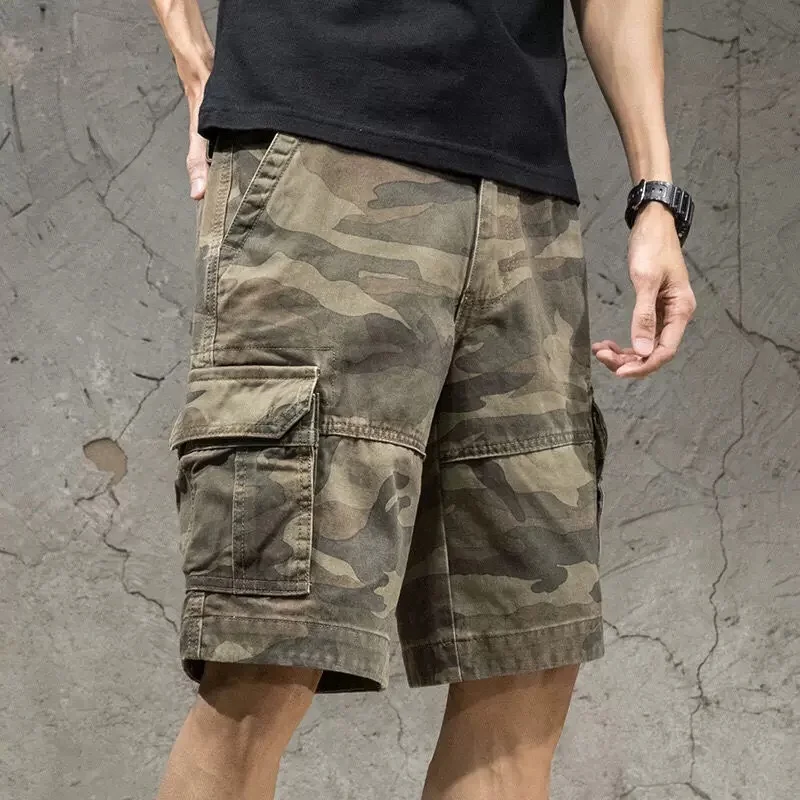 

Men's Summer Causal Shorts Retro Style Camouflage Multi-Pockets Loose Cargo Shorts Outdoor Fashion Shorts