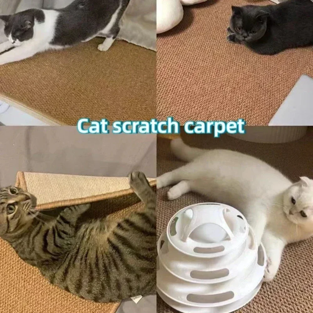 Sisal Cat Scratching Mat Indoor Carpet Scratcher Cat Scratch Wear Resistant Claw Sharpener Easy Cleaning Cuttable Sisal Carpets - Image 3