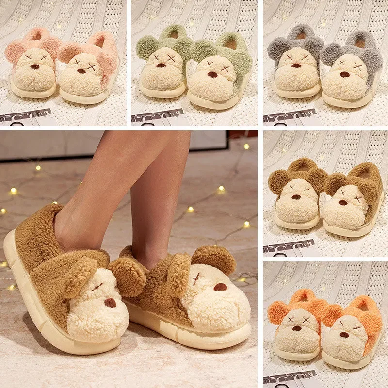 

Cartoon Home Indoor Anti slip Floor Cotton Shoes Can Be Weared Externally with Thick Sole Warm Couple Slippers——Christmas Gift