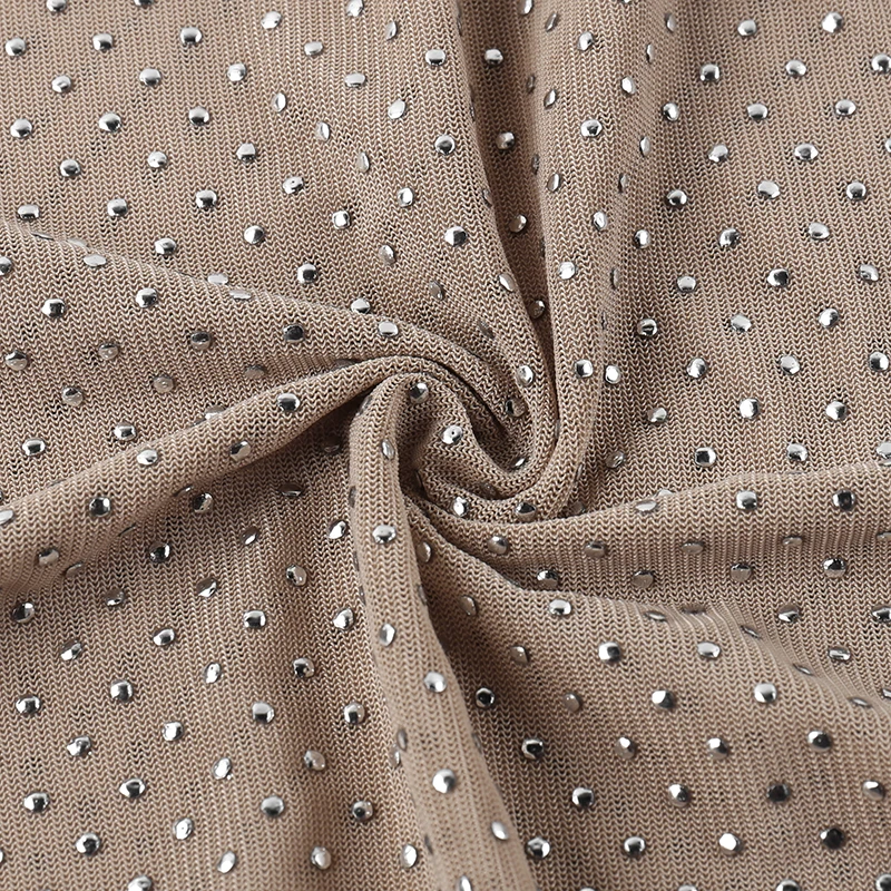 Glitter Sexy See-Through T-shirt Female Hollow Out Patchwork Long Sleeve Solid Sequin Pullover Top Women Sparkle Slim Tee