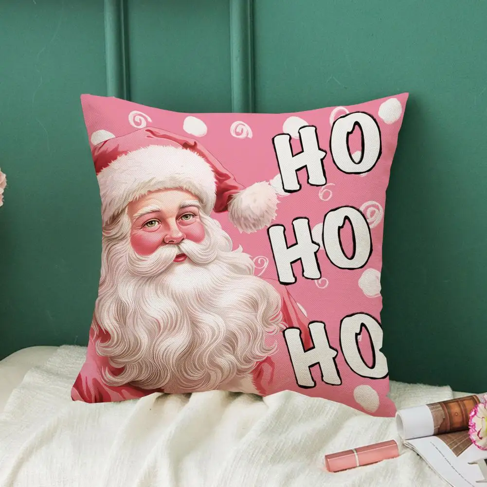 

Santa Claus Pillowcase Vibrant Soft Linen Christmas Pillow Covers Festive Sofa Cushion Decorations with Hidden Zipper for Home