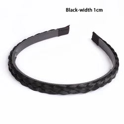 Bohemian Fishbone Twist Hairband - Non - Slip Braided Hair Accessory (1cm Black)