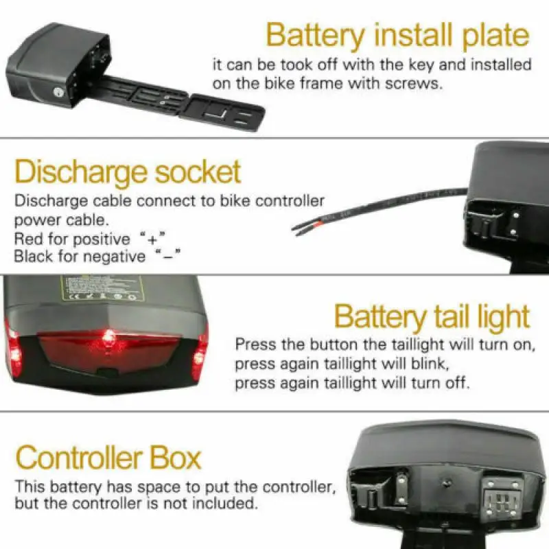 Couvercle arrière avec feu pour batterie porte-bagages 36V E-Going