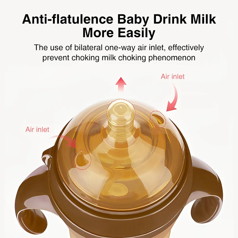 Milk bottle feeding bottle baby feeding utensils 150ml/250ml Baby Silicone Bottle With Handle Nano Silver Antibacterial Baby Weaning Anti-Choking Nipple Bottle BPA Free
