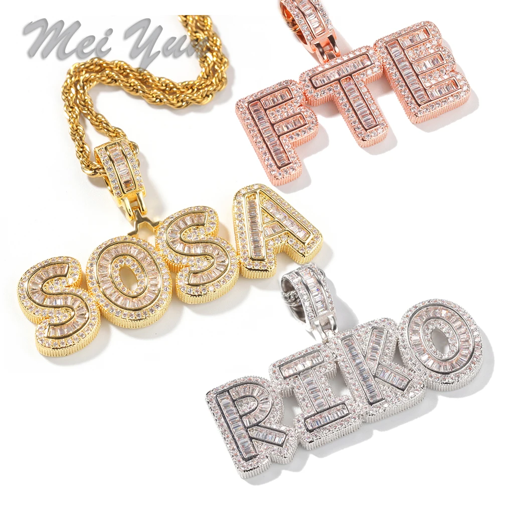 

Custom Name Bubble Letters Necklace with Name Men's Zircon Pendant Commission Gift New Personalized Customized Hip Hop Jewelry