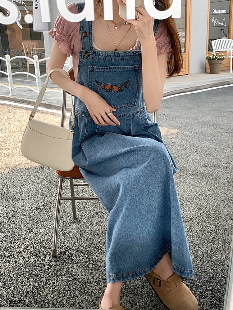 toegang Kwaadaardige tumor Birma Sml Women Loose Floram Embroidery Denim Dress Ladies Vintage Denim Dress  Female Spaghetti Strap Jeans Denim Dresses(78861 - Dresses - AliExpress