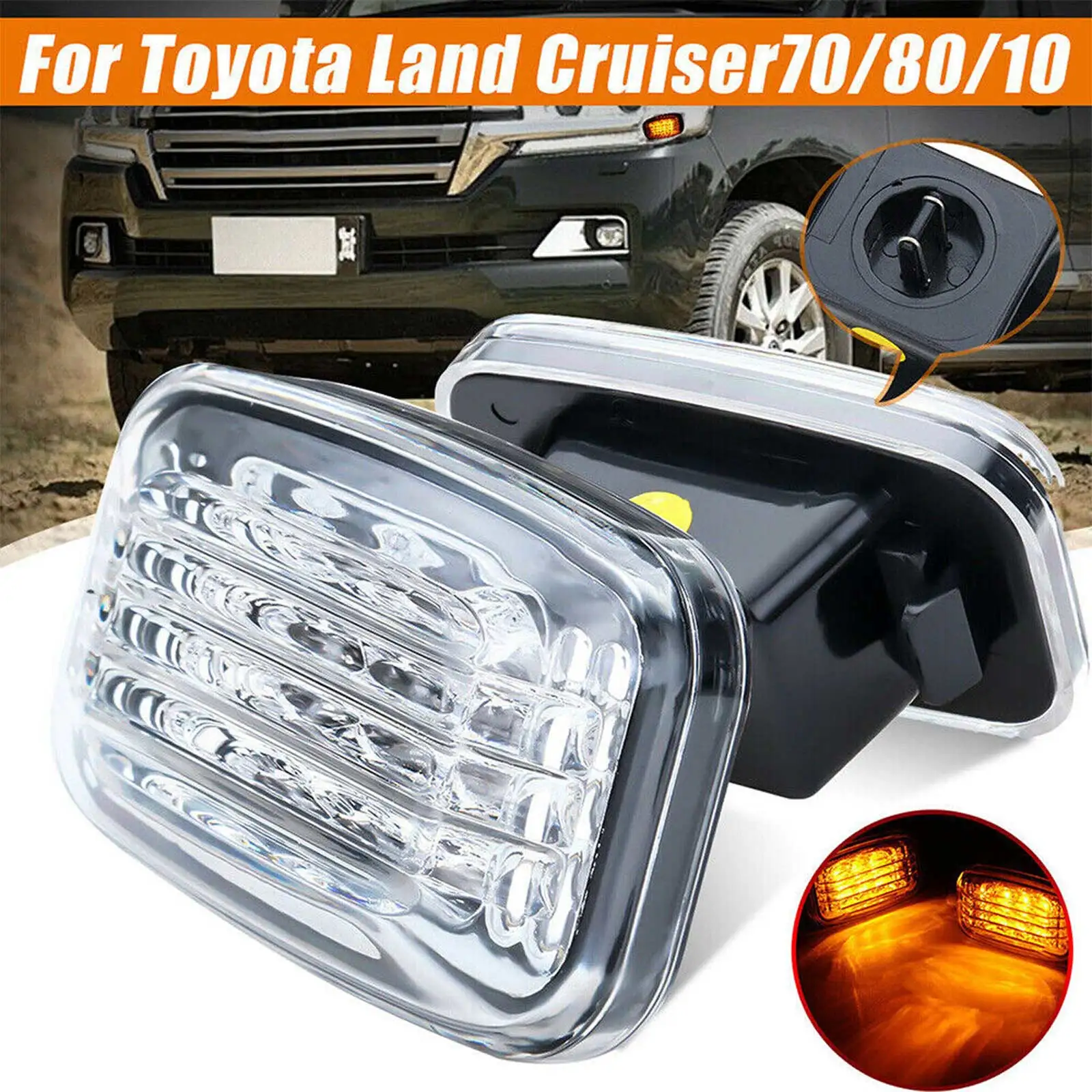 

For Toyota Land Cruiser 70 80 100 Series 2Pcs LED Side Marker Light Indicator