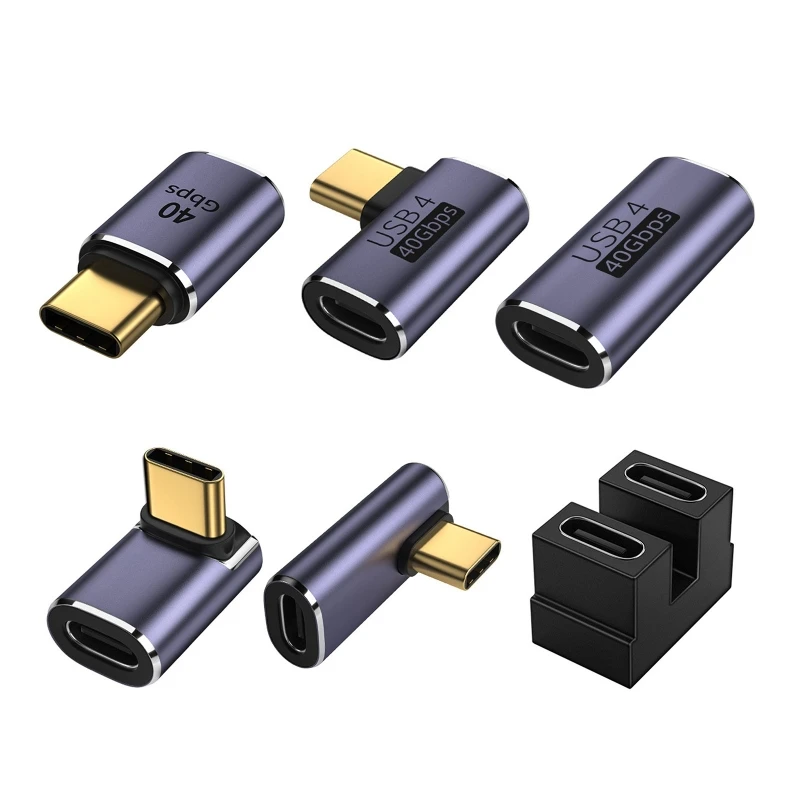 USB C 타입 어댑터, U자형 스트레이트 앵글 어댑터, C타입 암-C타입 수, 40Gbps 고속 데이터 어댑터, 컨버터 충전..