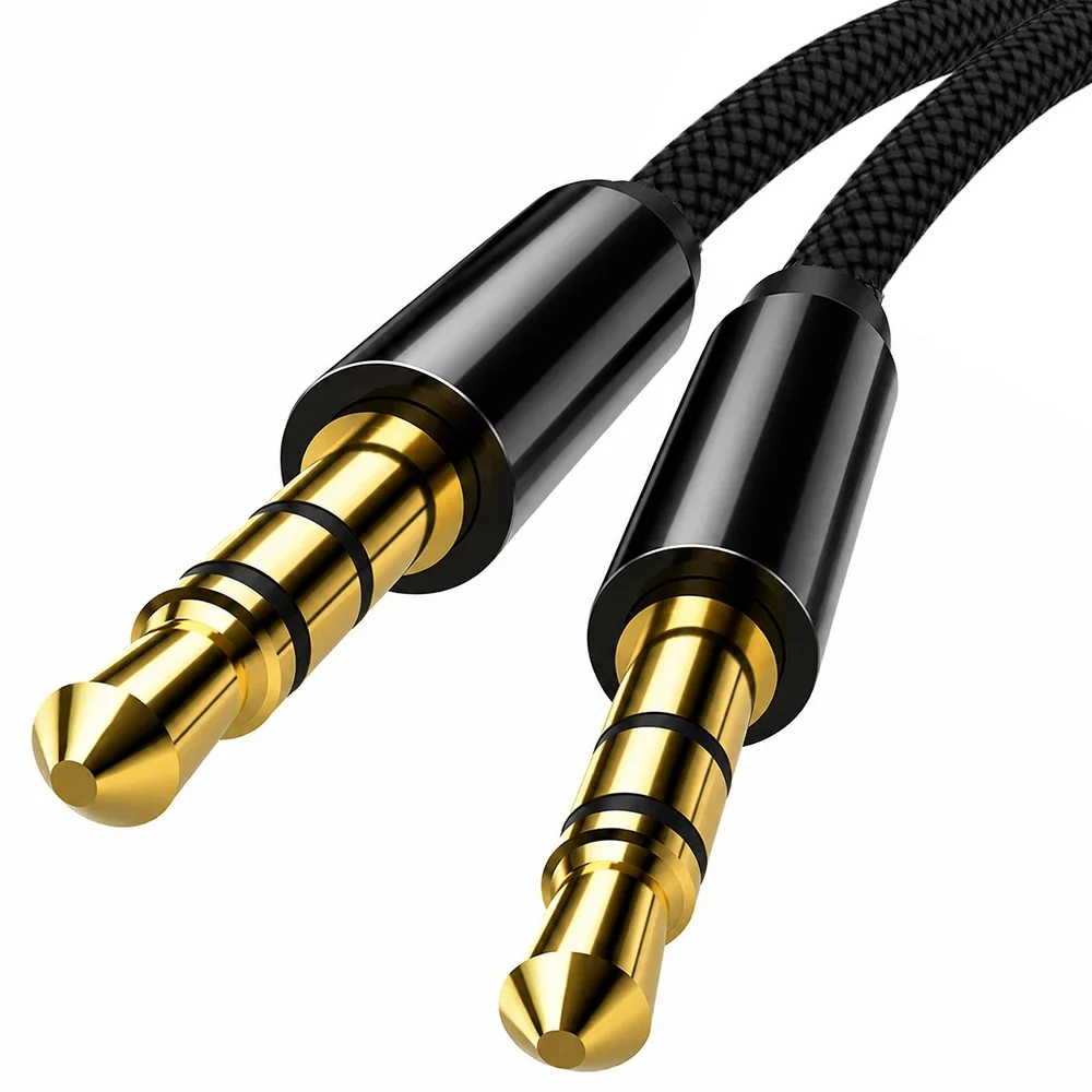 Premium Nylon Braided 3.5mm Stereo Audio Cable – Male to Male Auxiliary Connection