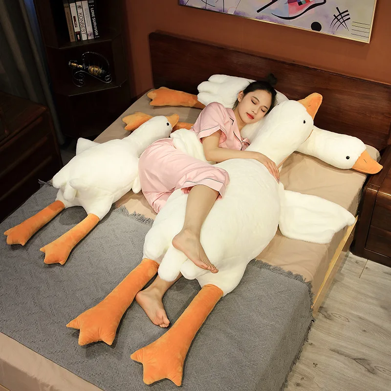 50-160cm Giant Goose Stuffed Animals Doll Big Duck Plush Toys Soft Boyfriends Sleeping Pillow Cushion Swan Dakimakura Floor Mat