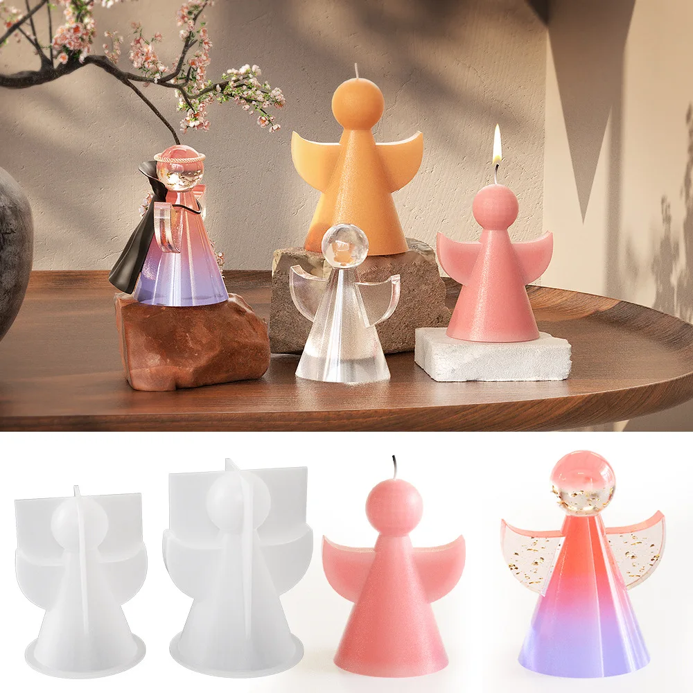 3D 천사 캔들 실리콘 몰드, 간단한 천사 모양 향기 비누 몰드, DIY 석고 콘크리트 송진 장식, 선물 몰드, 홈 데코