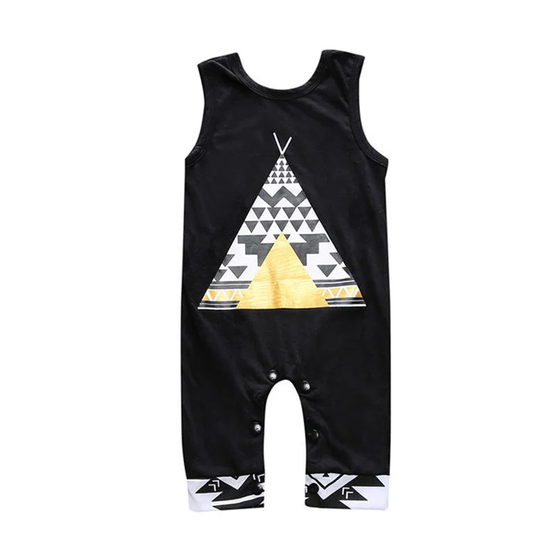 Novos macacões de algodão para bebês meninos, macacões de verão sem mangas, roupas de bebês, roupas infantis.