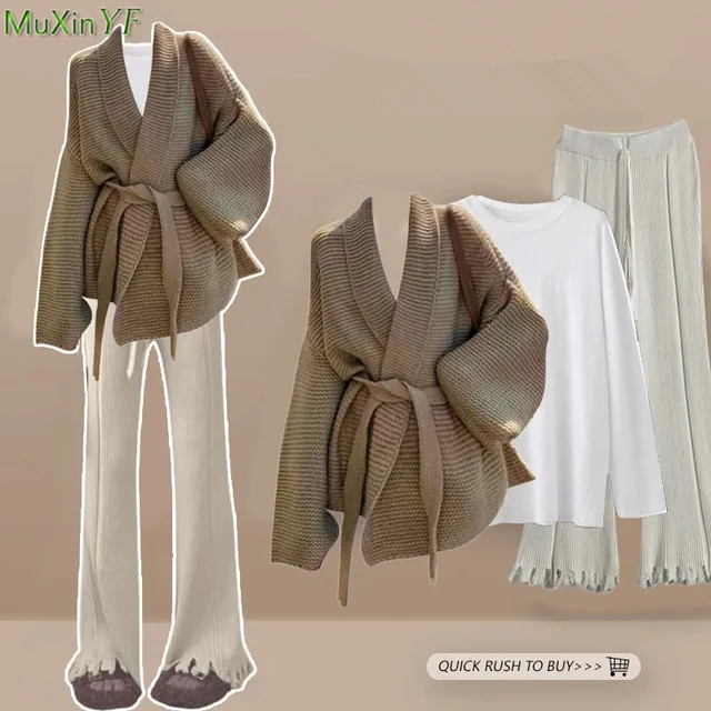 White Knitted 3 Piece Outfit and Shawl Set