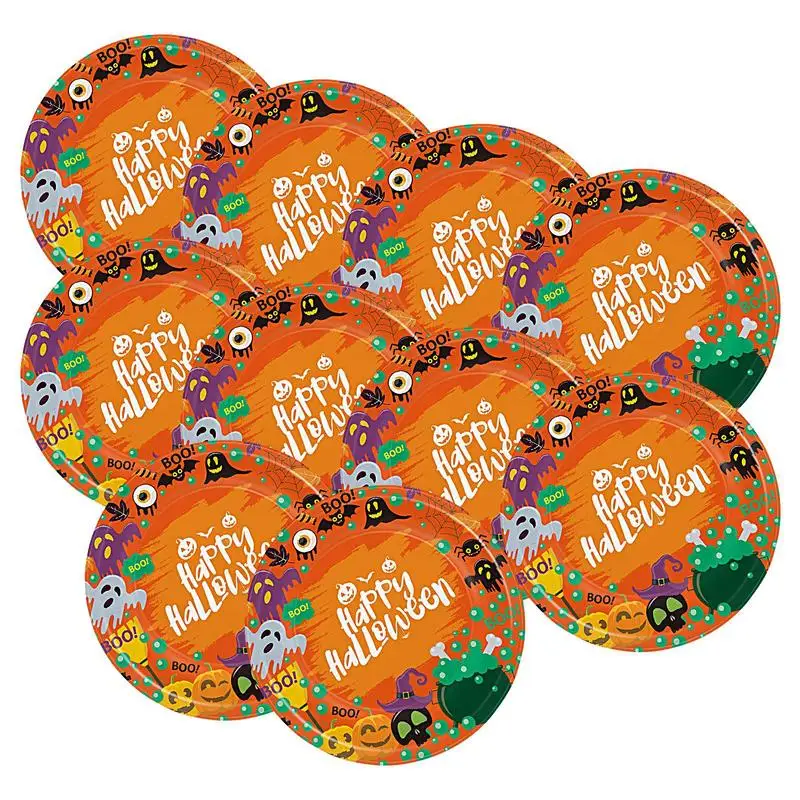 Pumpkin Parties Plates Dinner Plates Paper Pumpkin Shaped Elegant Sturdy & Safe For Halloween Celebrations