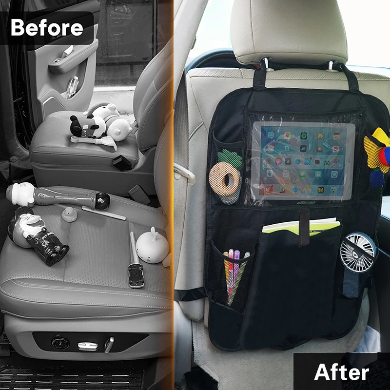 AUTO PLUS Car Seat Back Protector Cover For Children Seat Back Storage Bag Scuff Dirty Protection Cover For Kids Car Accessories