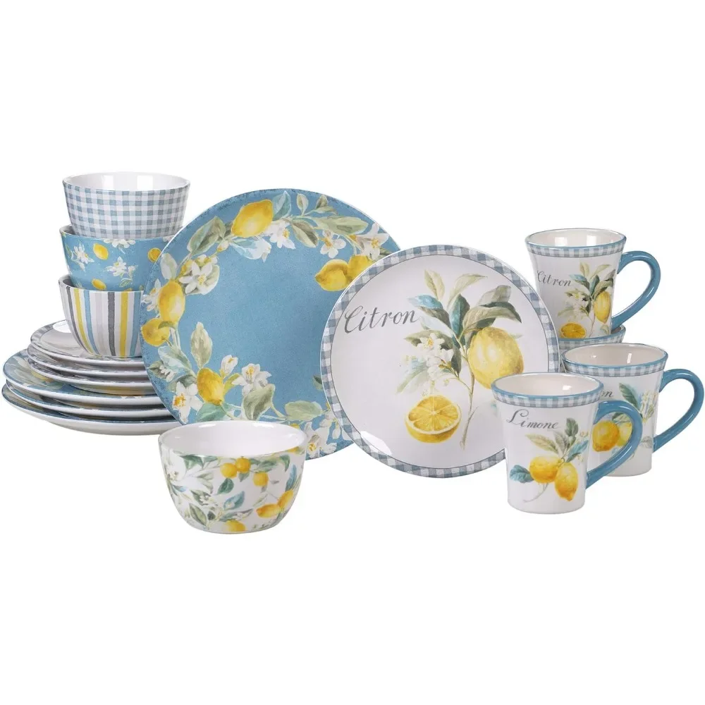 

16 Piece Dinnerware Set, Service for 4, Dishwasher and Microwave Safe, Suitable for Gift Giving, Dishes and Plates Sets
