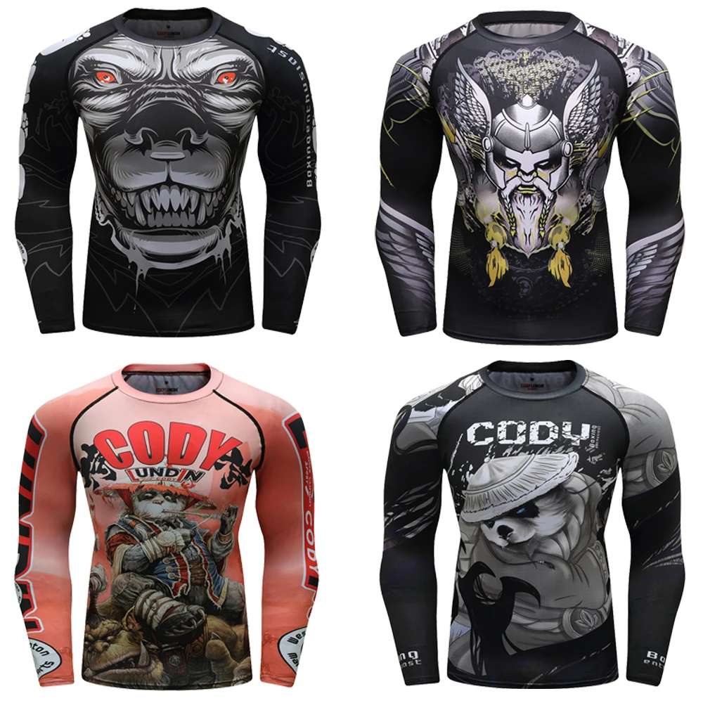 Sports Apparel Sports Jiu Jitsu T-shirt BJJ Rash Guard For Men Bjj No GI MMA Ranked Full Sleeve Compression Clothing Boxing Rashguards Shirts