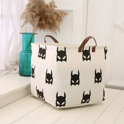 Foldable Cotton & Linen Laundry Basket for Toys and Household Storage (Bat)