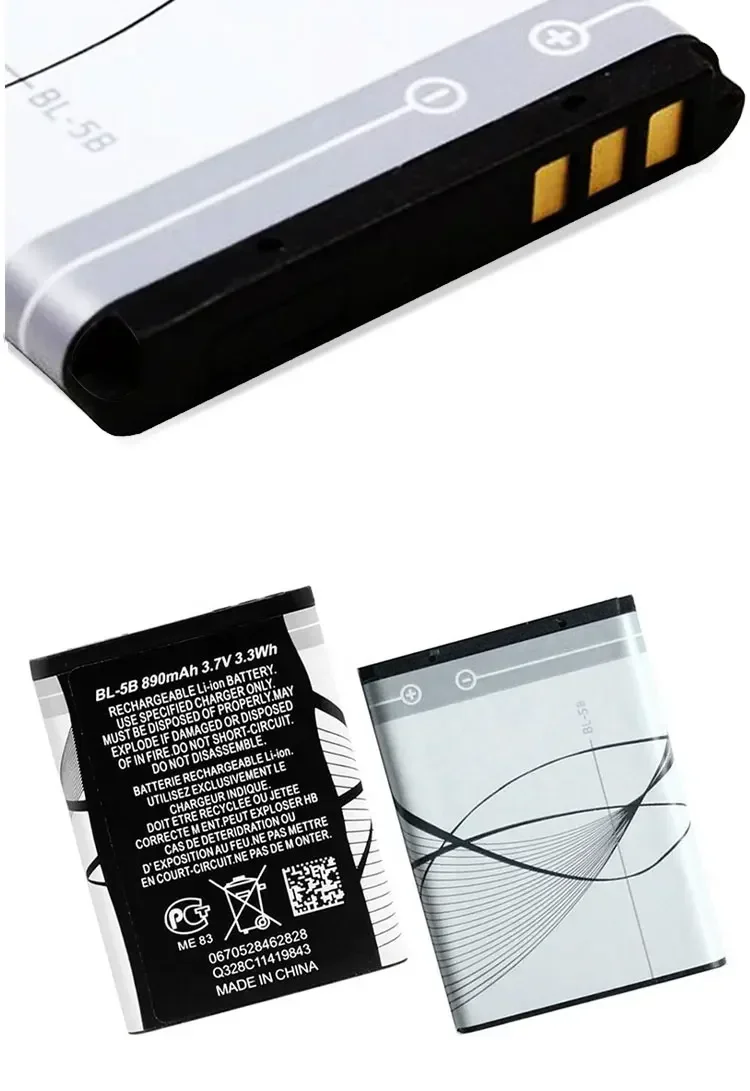 BL5B 890mAh BL 5B 5300 5320 N83 6120c 7360 3230 5070 3220 Li Batterie ricaricabili per telefoni cellulari Nokia Plug-in Altoparlante - Image 4