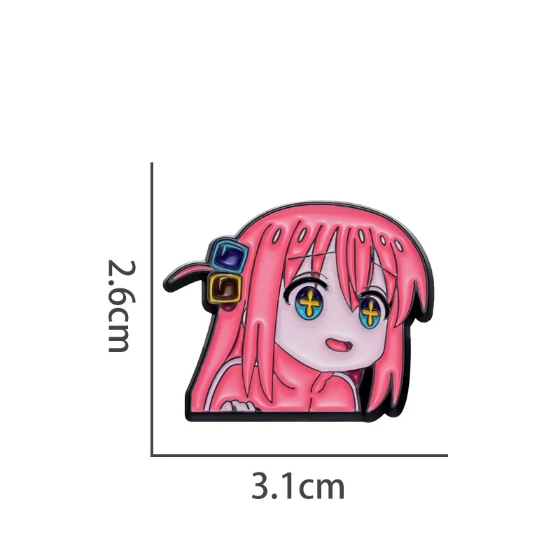 Cute Anime Bocchi the Rock Girl Pin – Cartoon Brooch Decoration for Clothes, Backpacks, and Cosplay Gifts