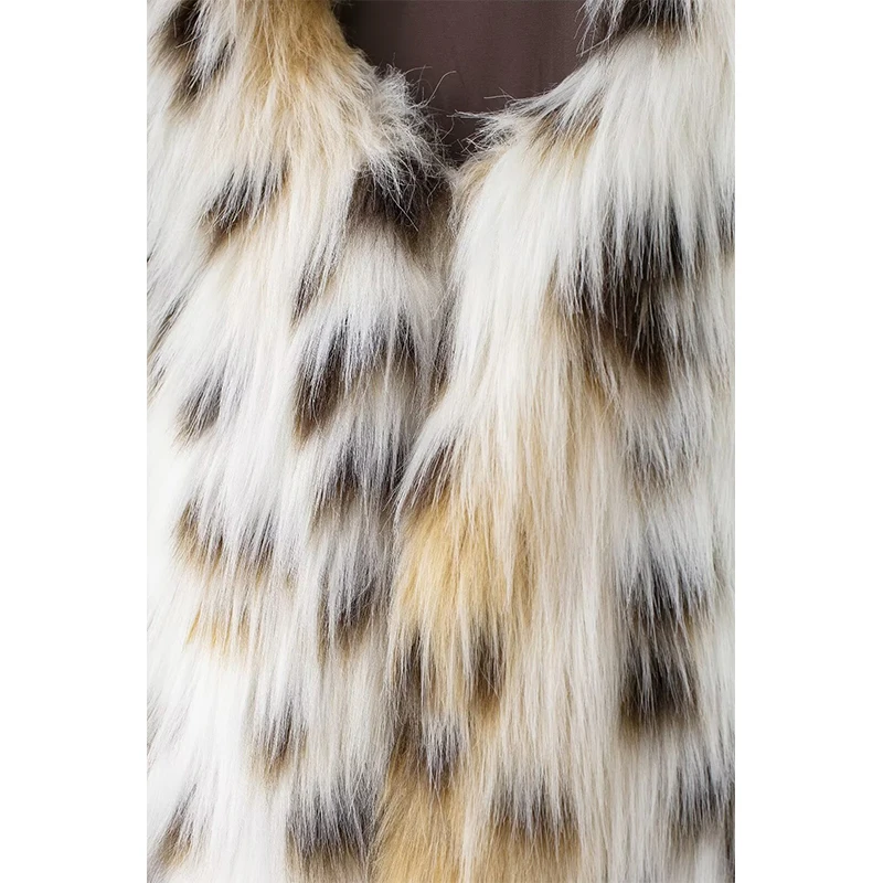 TRAF Women's Warm Faux Fur Vests Coats Fashion O Neck Sleeveless Vests Female Outerwear Chic Tops