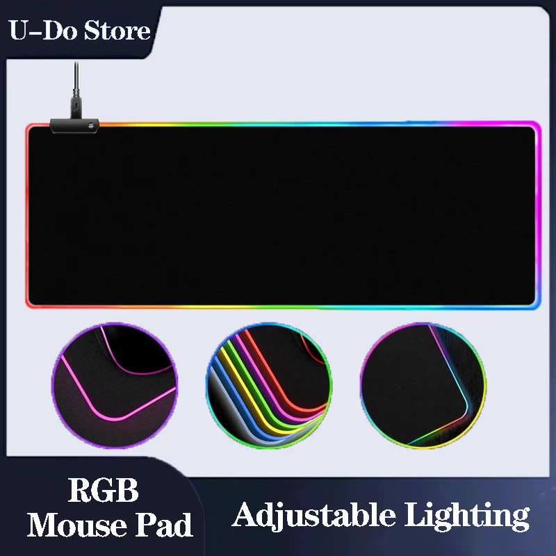 

RGB коврик для мыши, Большой светящийся светодиодный игровой коврик для мыши, противоскользящая резиновая основа для компьютерной клавиатуры, коврик для мыши для компьютера/ноутбука