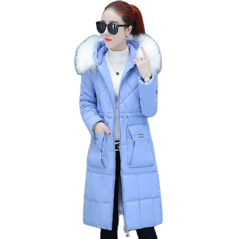 

Aew Cotton-padded Jacket Women's Coat Winter Korean Slim Fur Collar Cotton-padded Jacket in Long Knee-length Cotton-PaddedCoat