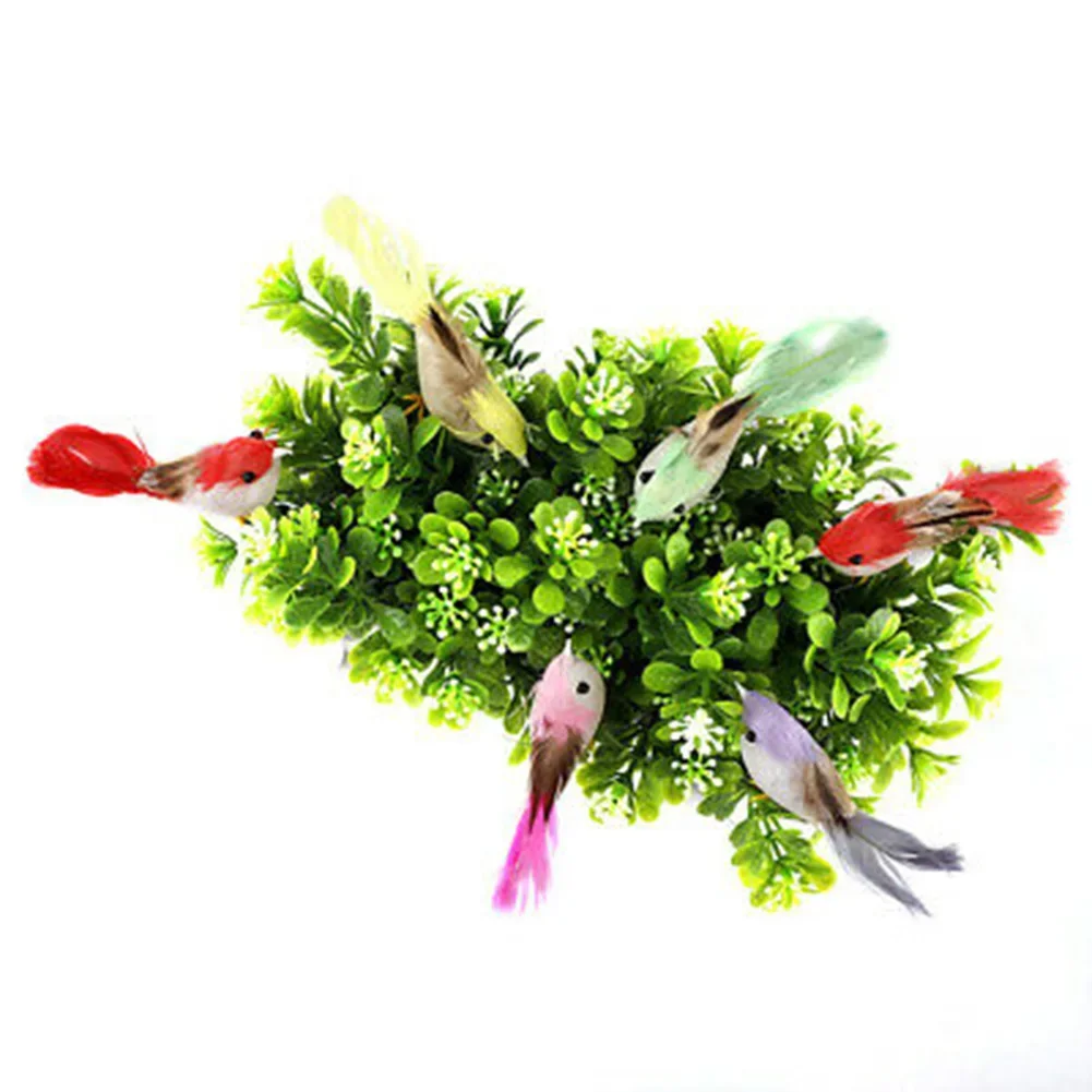 Feather Bird Figurines Colorful Mini Artificial Foam 24pcs