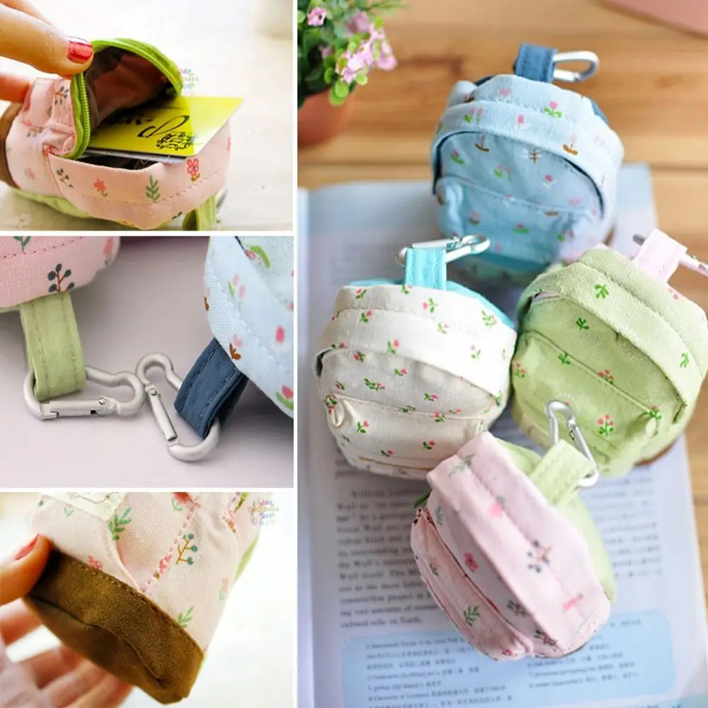 

Good Quality Kawaii Pouch Mini Floral Design Canvas Wallet Keys Bag Burse Zipper Bags Coin Wallet Wallet Card Purses Purses