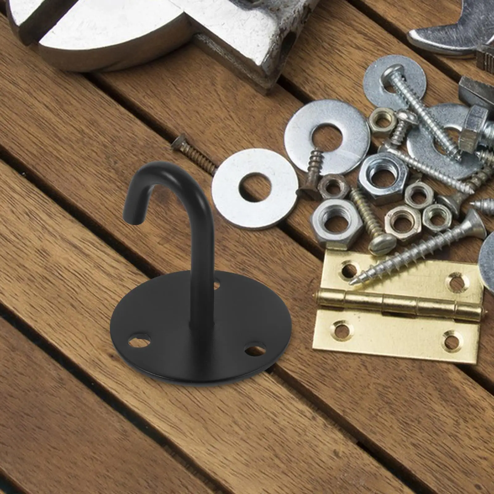 4pcs Stainless Buckle Heavy Duty Black Ceiling Ceiling Mounted Hooks Under Shelf Hooks Gym Sandbag Fan Hanging