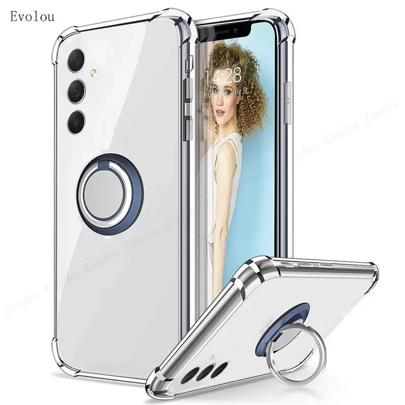 Magnetic Ring Holder Shockproof Transparent Silicone Back Case