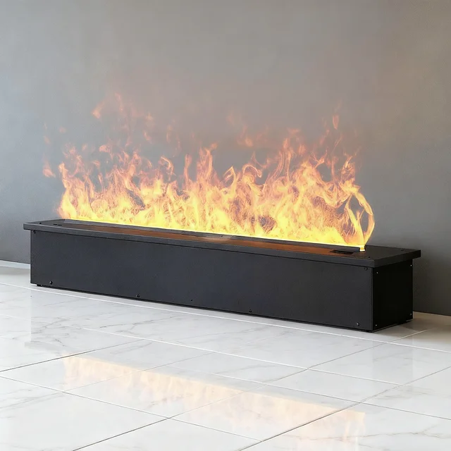 เตาผิงไฟฟ้าตกแต่งภายในบ้านแบบโมเดิร์น ไฟ LED หลายสี พร้อมเอฟเฟกต์เปลวไฟ 3 มิติ ด้วยเทคโนโลยีไอน้ำ 1