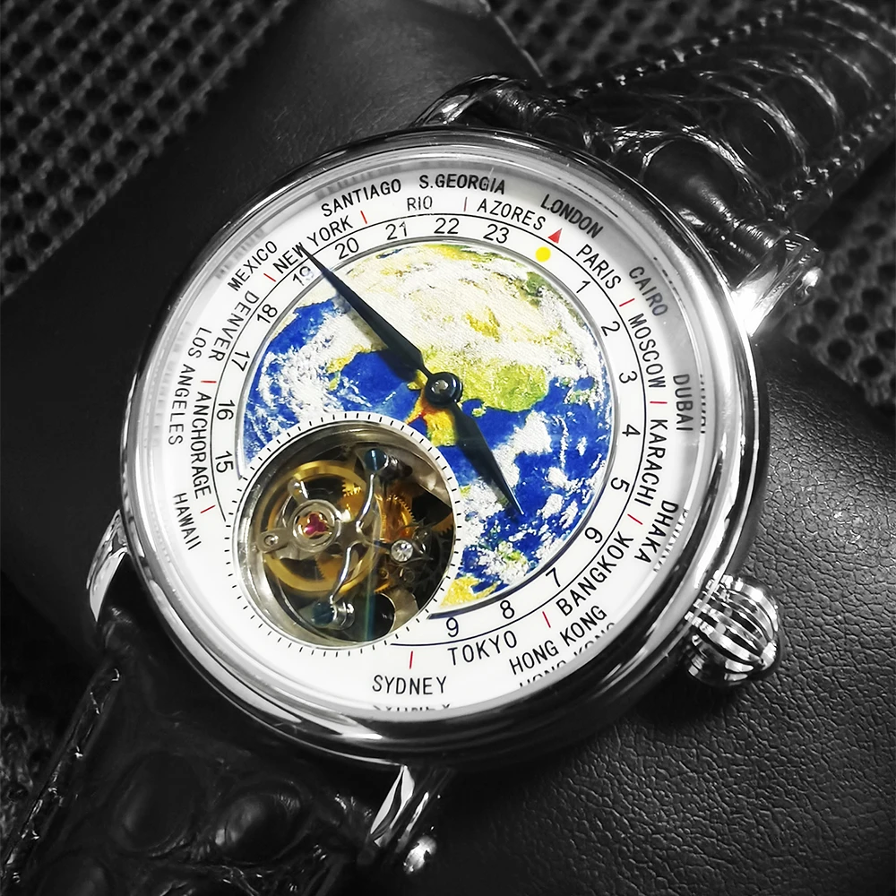 Highend 3d Enamel Dial Men Tourbillon Watch St8000 Seagull Movement